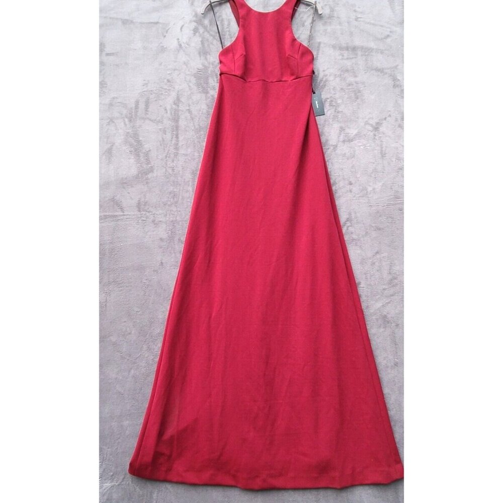 Vera Wang Crepe Gown Sz 4 Port Stretch Criss Cross Chiffon Strap in Back NWT - Picture 2 of 11